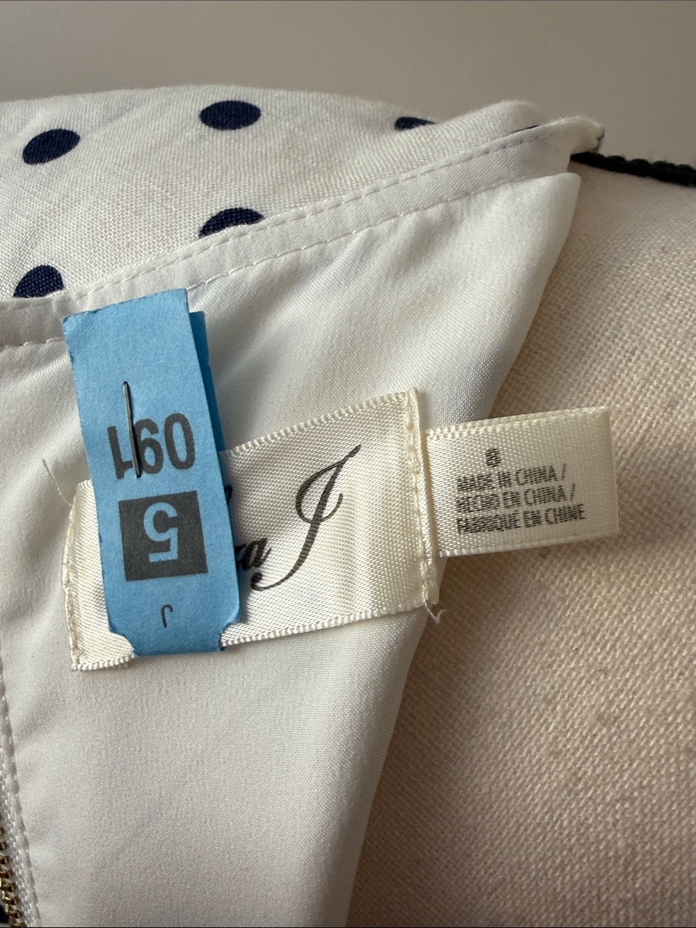 Eliza J White Maxi Dress with Navy Polka Dots - Picture 4 of 5